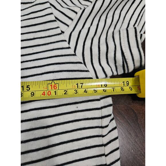 A.P.C White And Black Striped Short Sleeve Knit Top Shirt Linen Size L - Picture 5 of 6